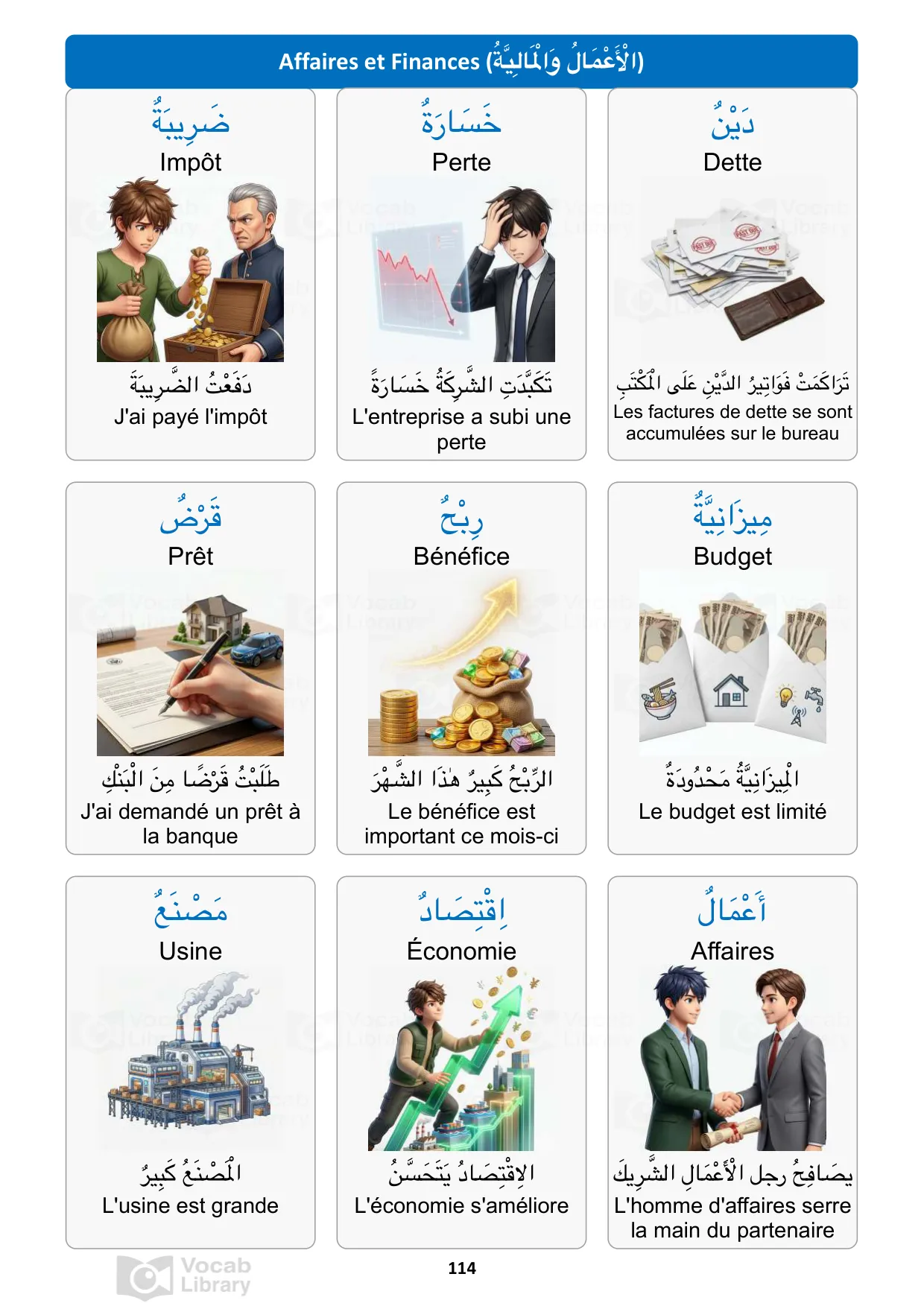 Vocabulaire affaires et finance en arabe