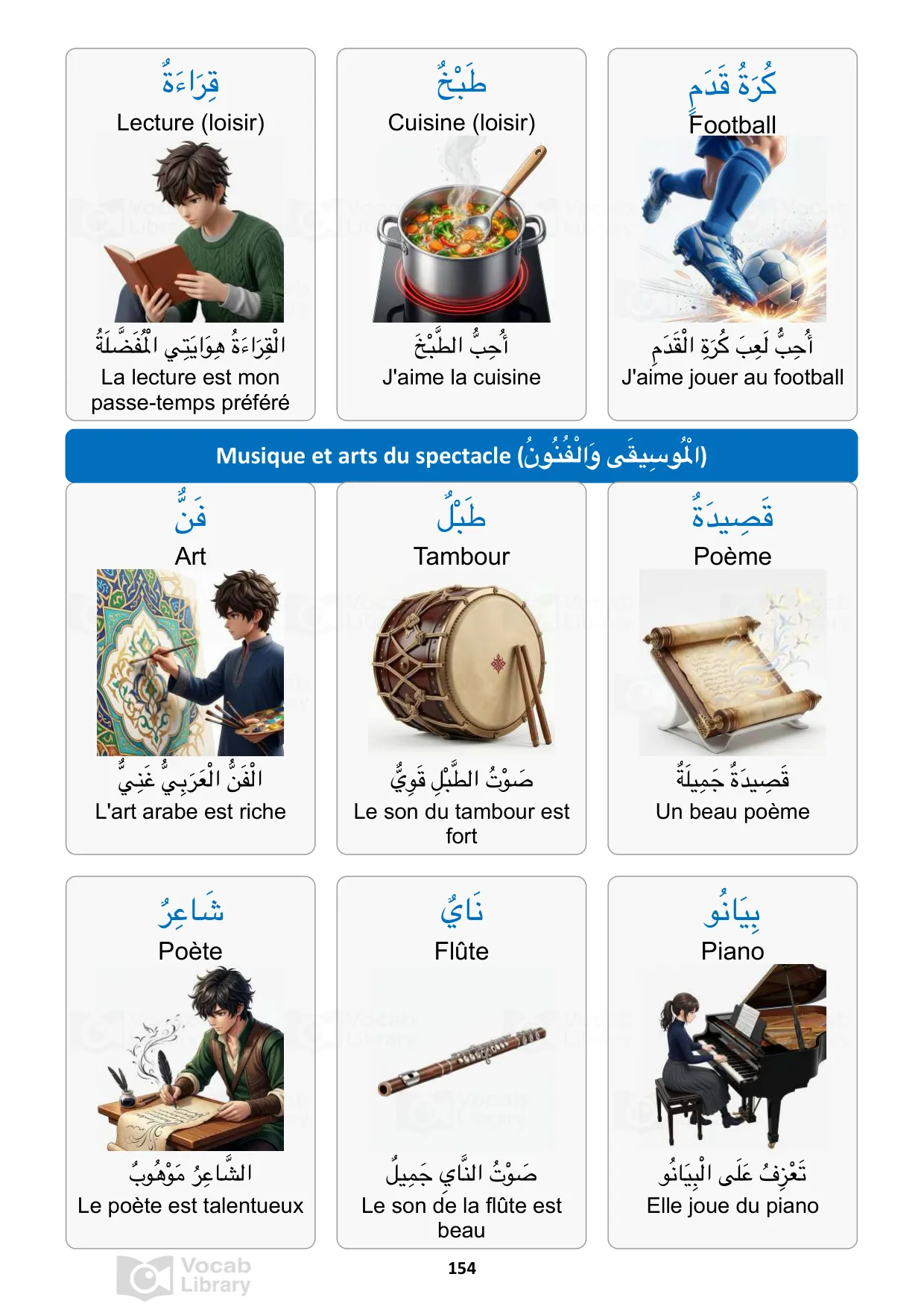Vocabulaire loisirs, musique et arts arabes