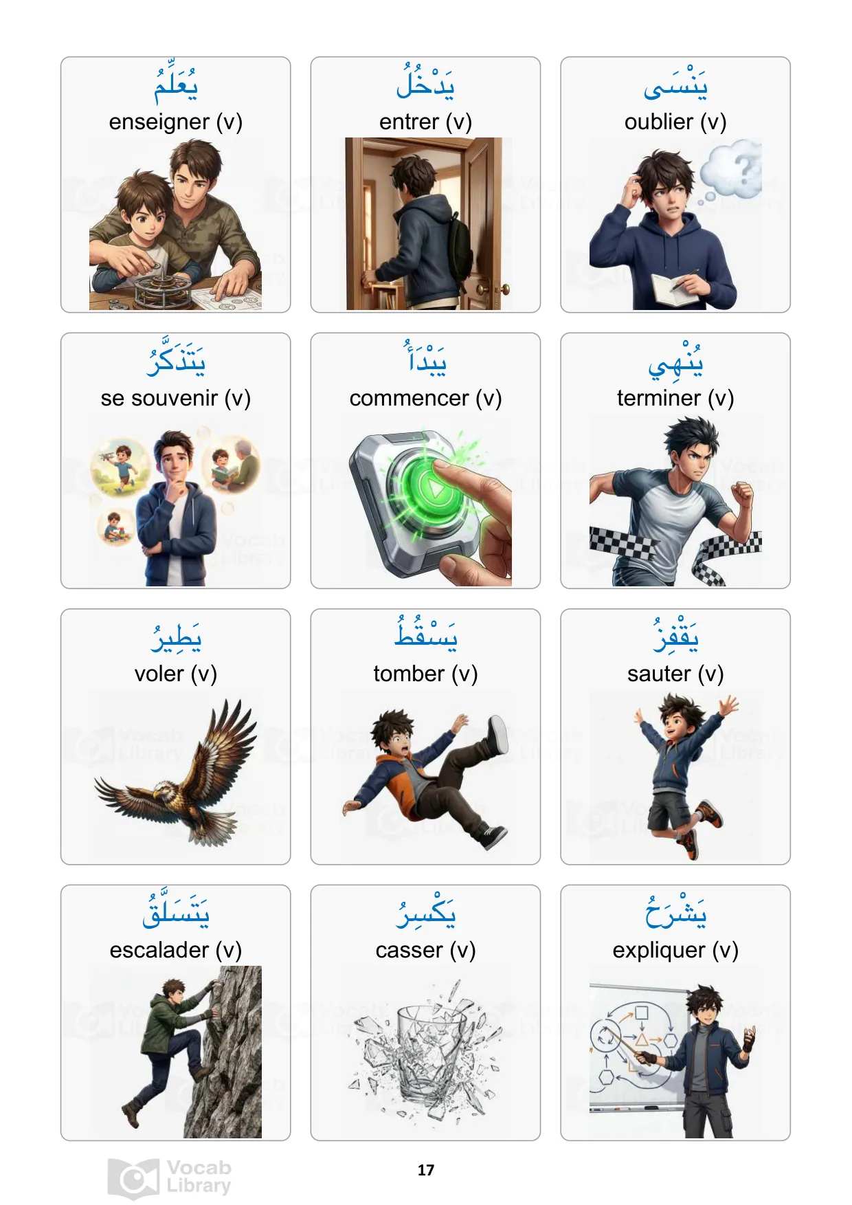 Vocabulaire verbes d'action en arabe
